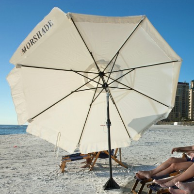 Morshade 9-ft. Heavy-Duty Wind-Resistant Telescoping Beach Umbrella with Base   